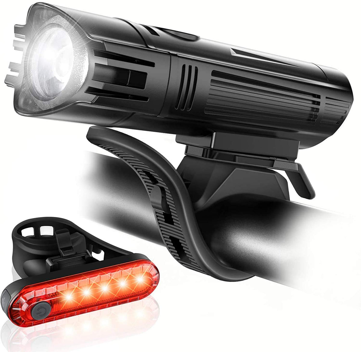 Ascher Ultra Bright USB Rechargeable Front and Rear Bike Light Set
