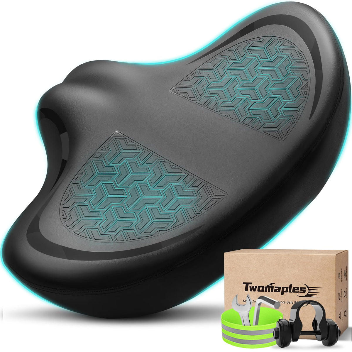Oversized Noseless Padded Bike Saddle for Men and Women