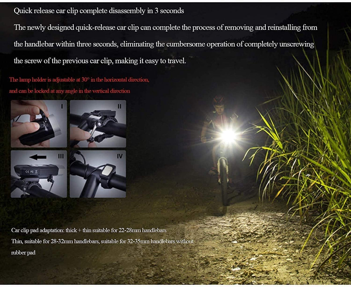 USB Rechargeable Waterproof LED Bike Headlight with Digital Display