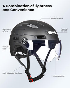 ILM E3-10L Adult Bike Helmet with Front and Rear LED Lights