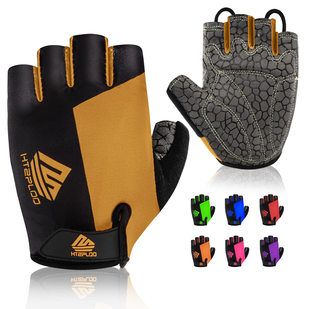 HTZPLOO Lightweight Half-Finger Padded Cycling Gloves