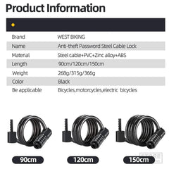 5-Pack Waterproof 5-Digit Combination Bike Cable Locks