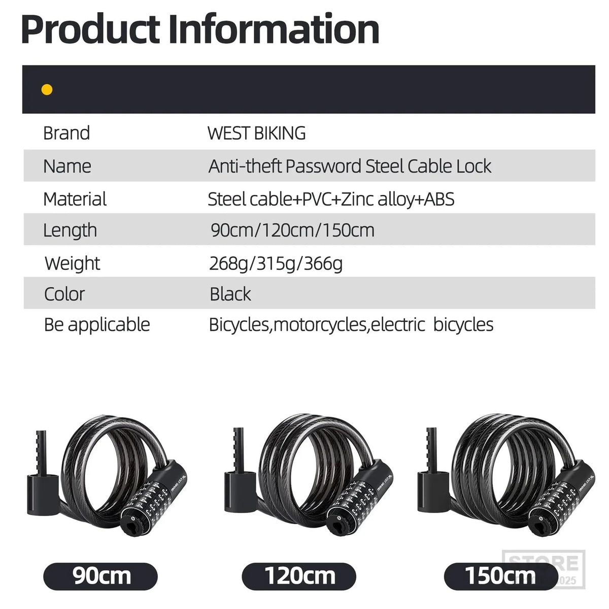 5-Pack Waterproof 5-Digit Combination Bike Cable Locks