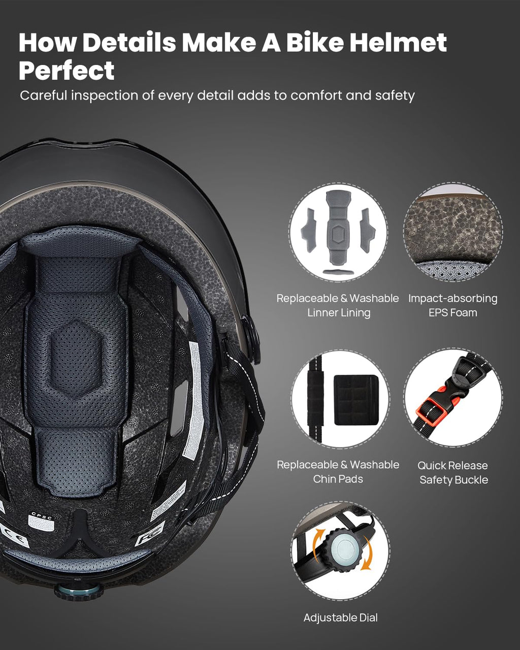 ILM E3-10L Adult Bike Helmet with Front and Rear LED Lights