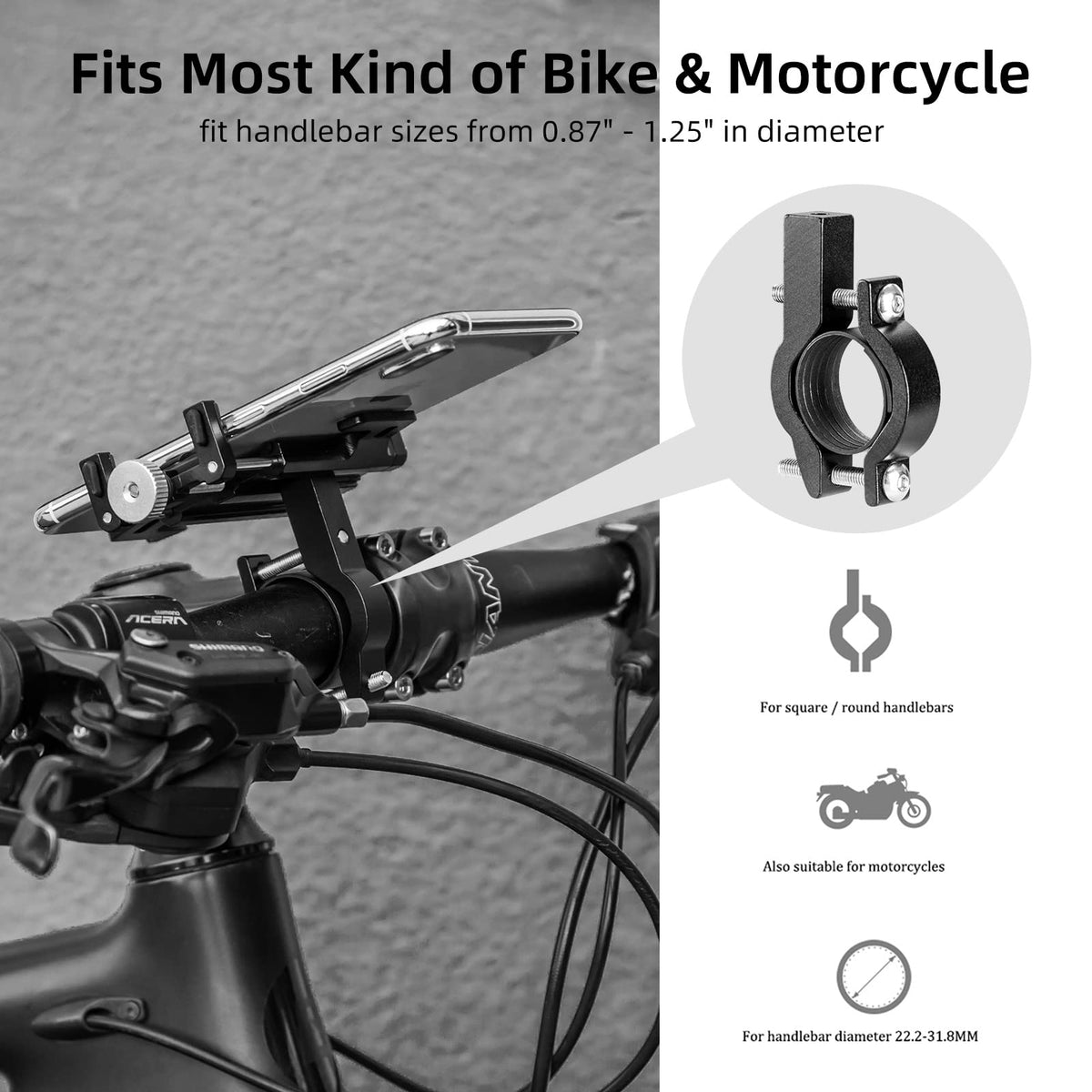 ROCKBROS 5-Claw Anti-Shake Bike and Motorcycle Phone Mount