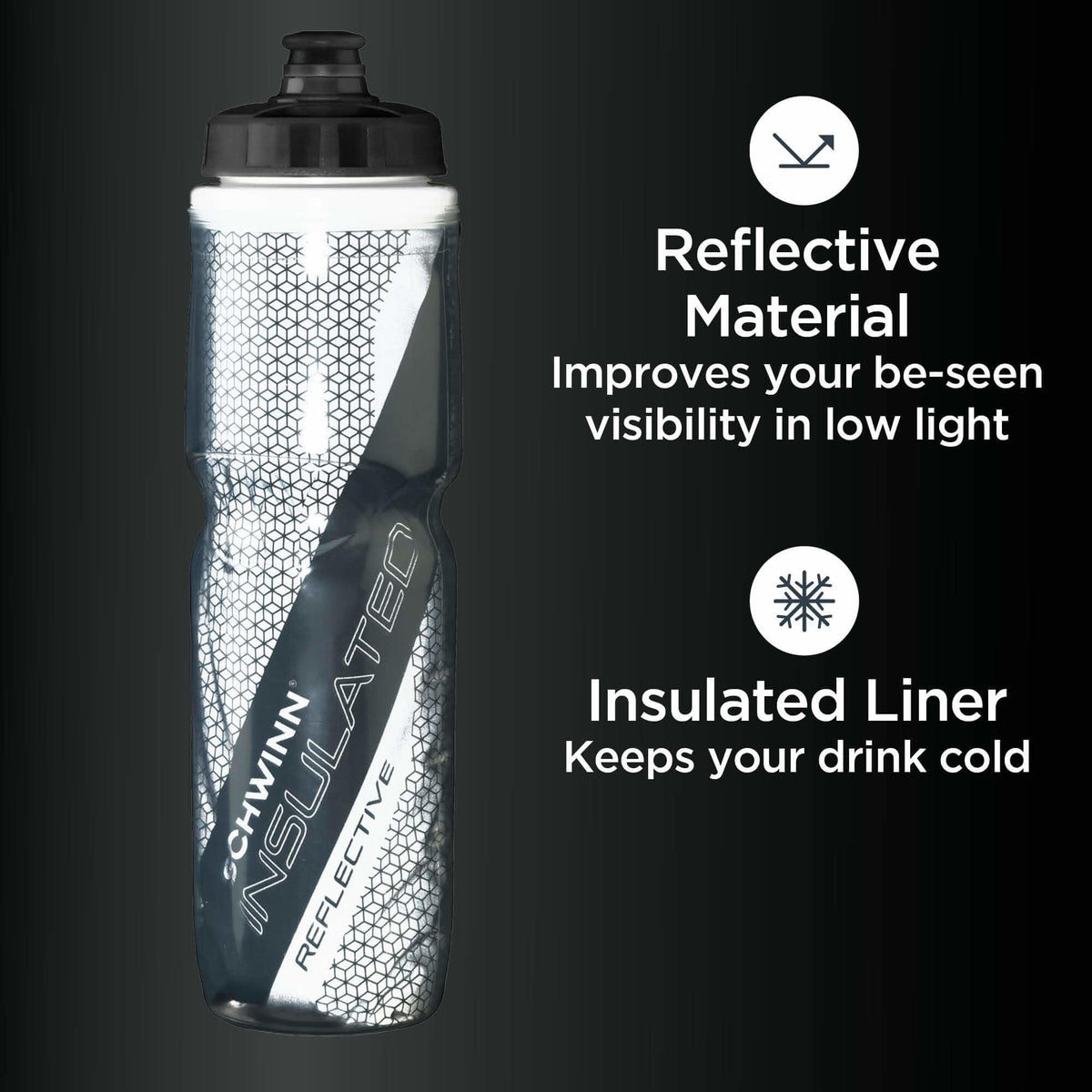 Schwinn 26 oz Insulated Reflective Bike Water Bottle & Cage