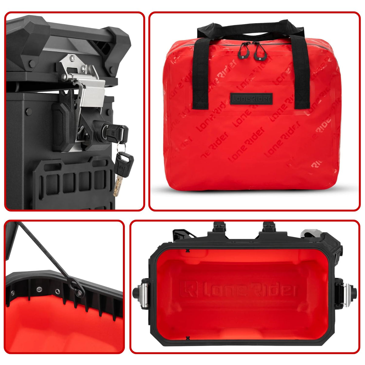 Lone Rider Motorcycle Pannier Set with 42L Top Case
