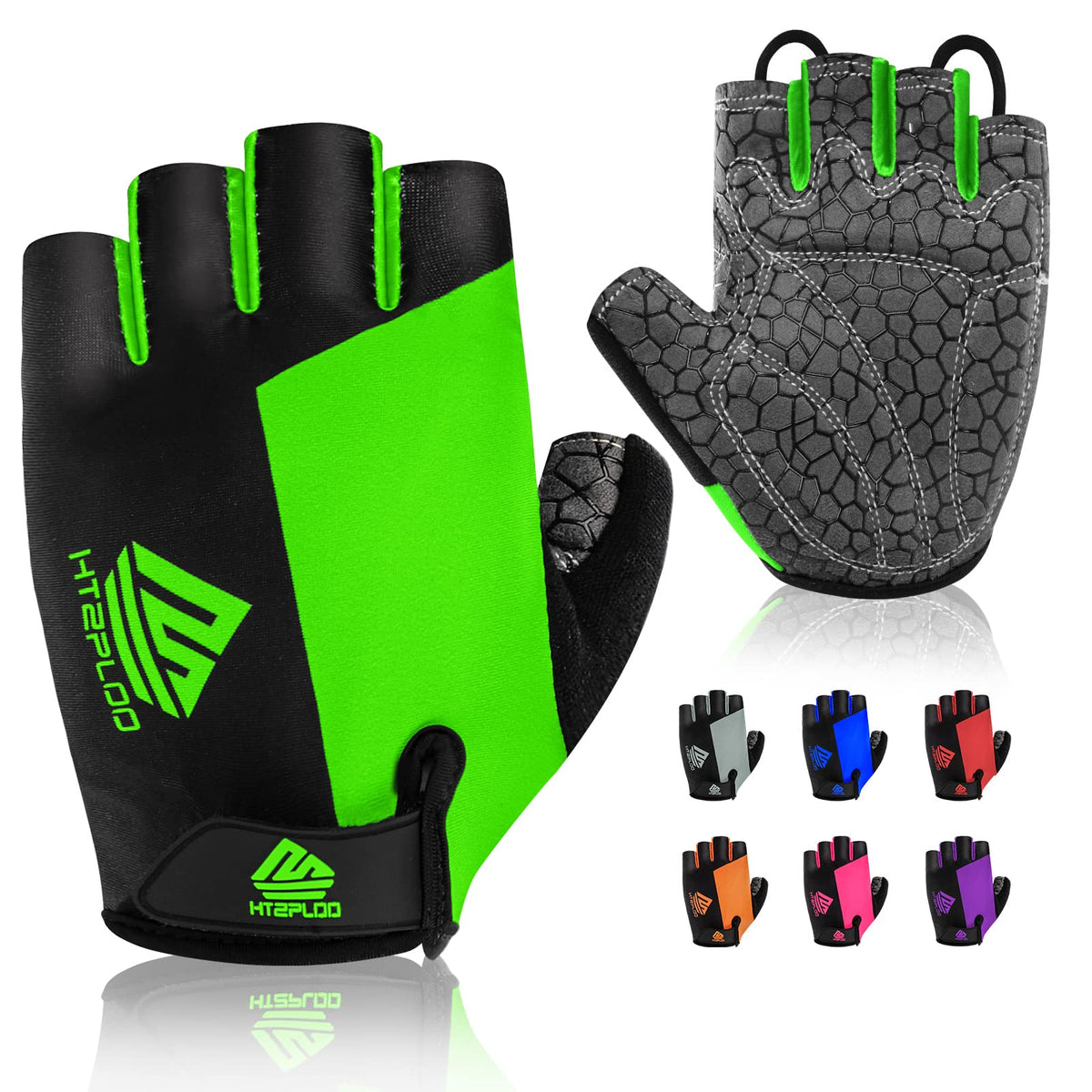 HTZPLOO Lightweight Half-Finger Padded Cycling Gloves