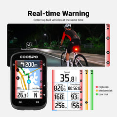 COOSPO TR70 Bike Radar Tail Light with Vehicle Alerts