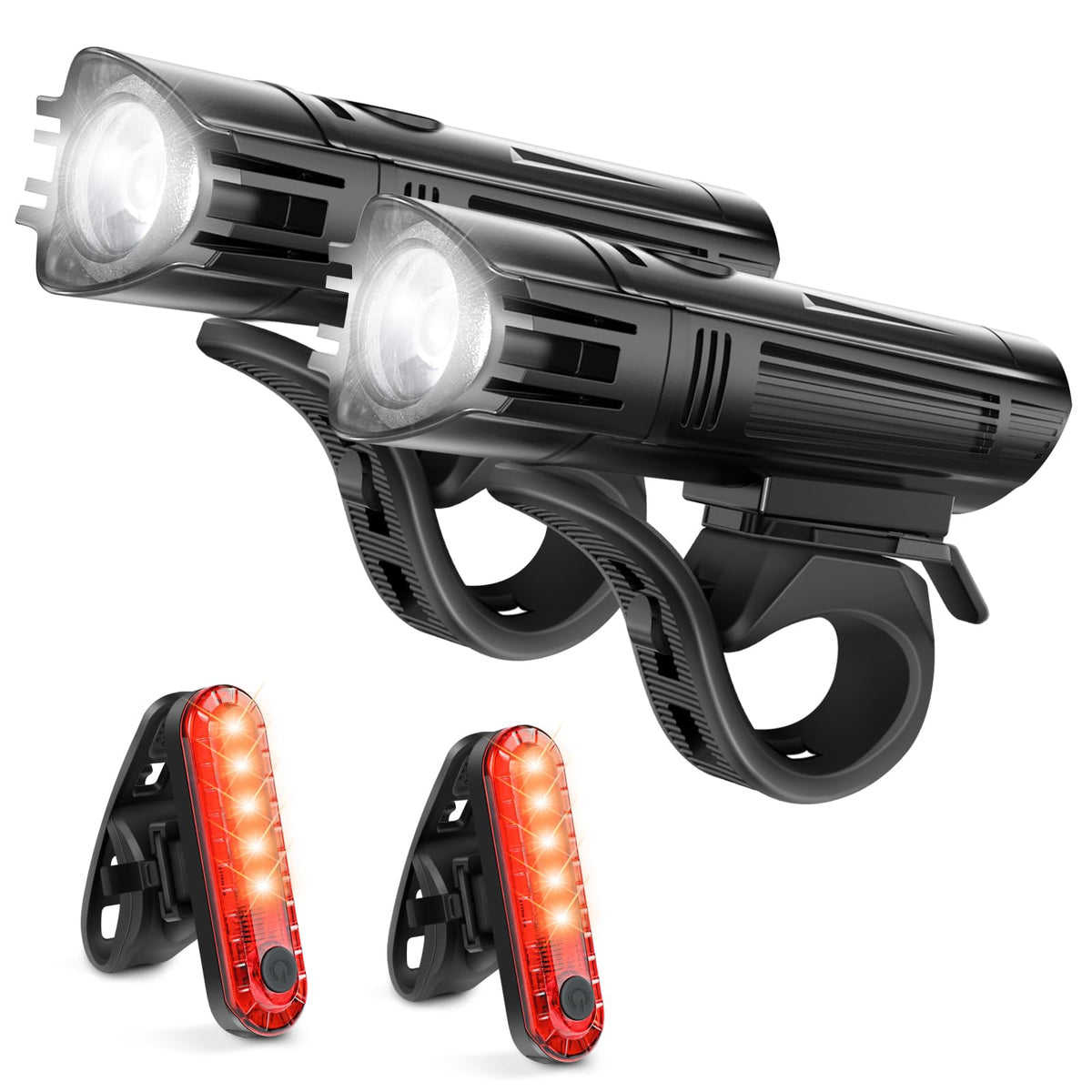 Ascher Ultra Bright USB Rechargeable Front and Rear Bike Light Set