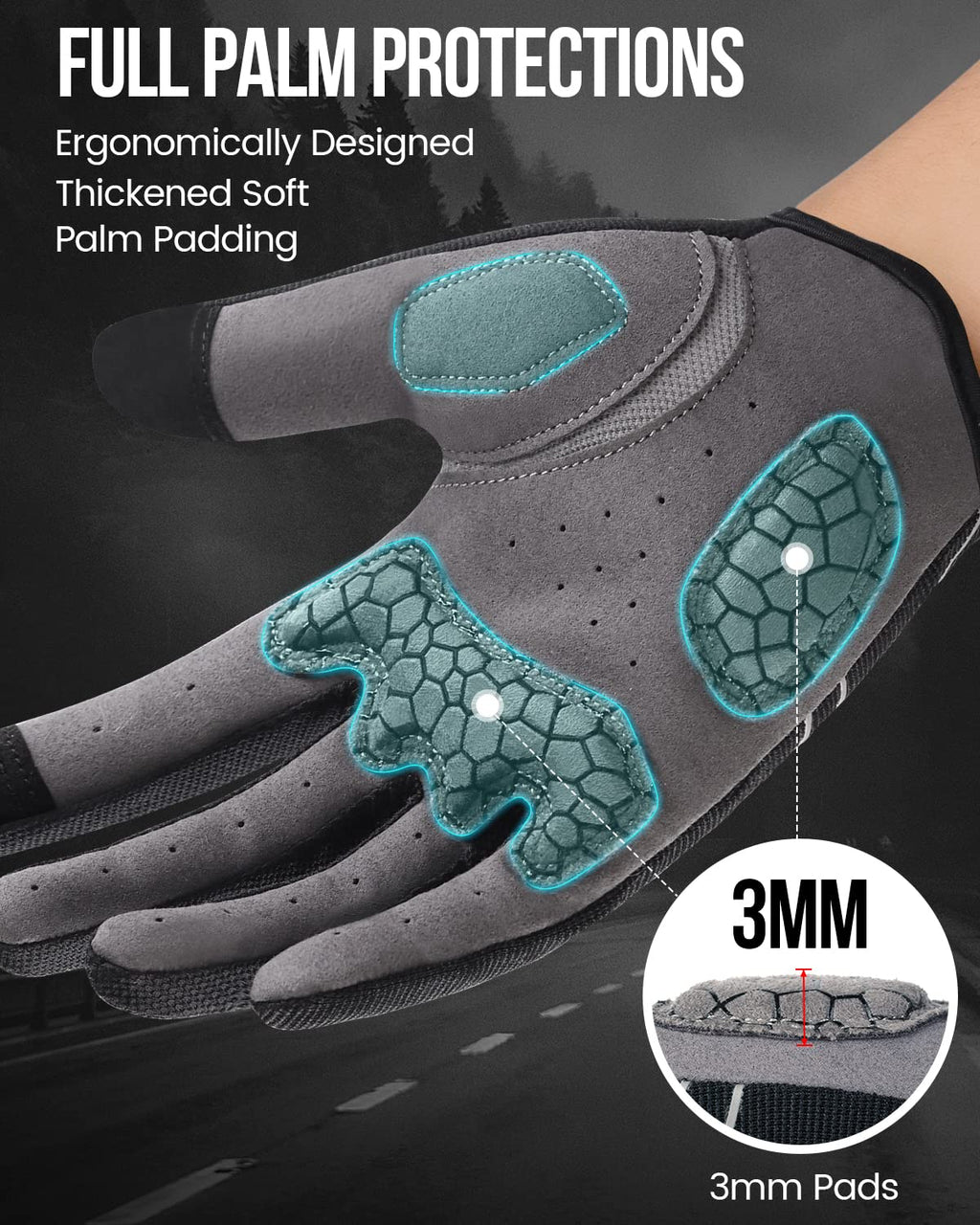 Tanluhu Full-Finger Touchscreen Padded MTB Cycling Gloves