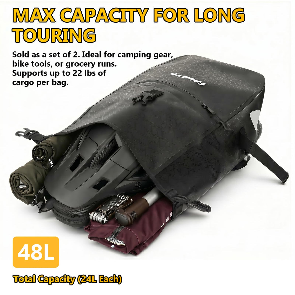 Favoto 2-Pack Waterproof Quick-Release Bike Pannier Bags