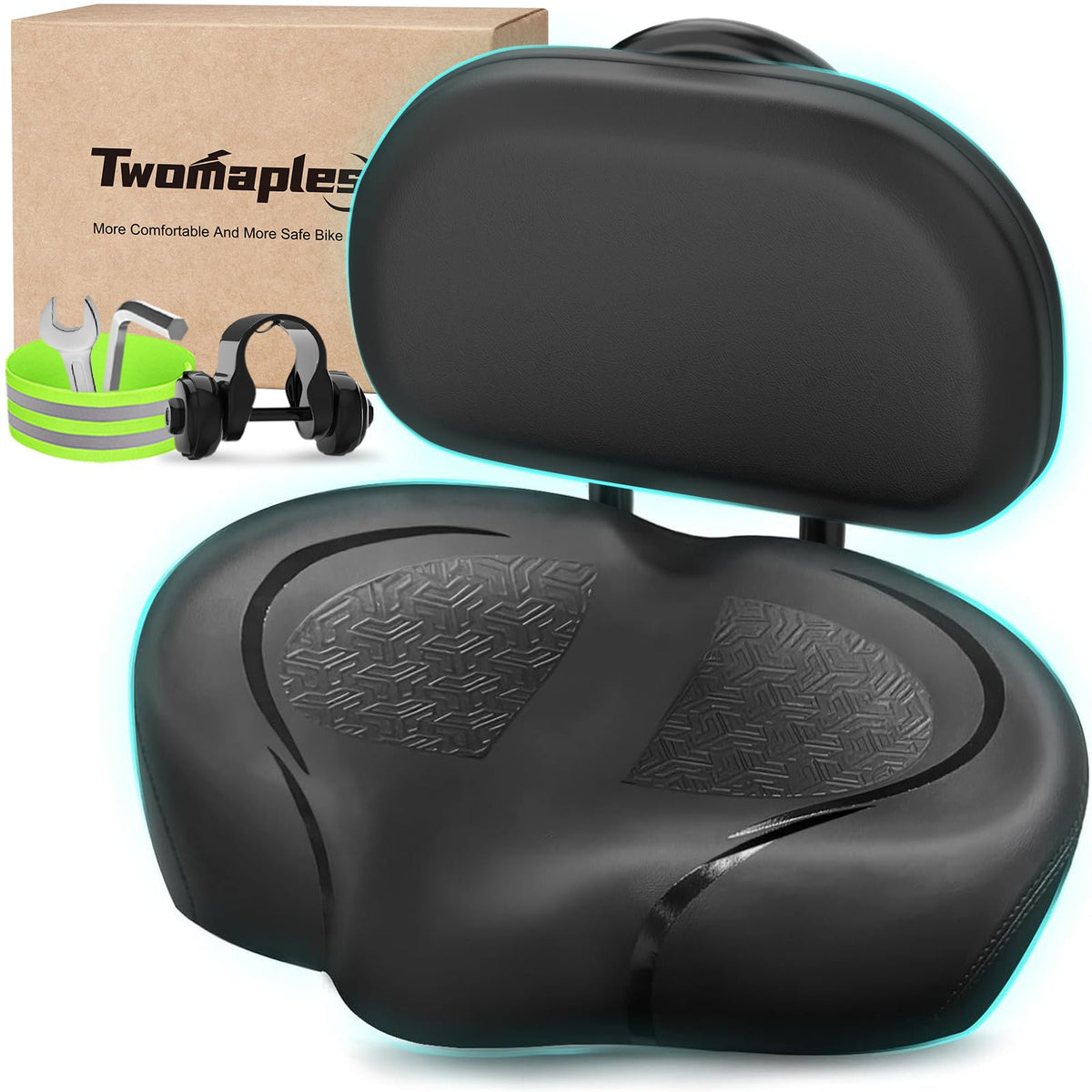 Oversized Noseless Padded Bike Saddle for Men and Women