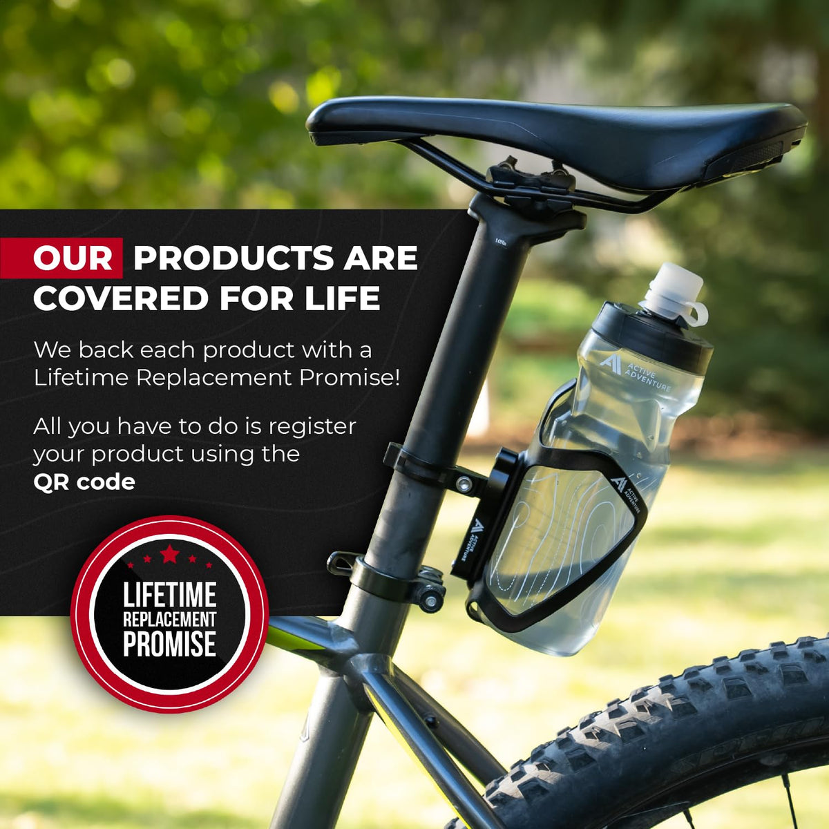 20 oz Bike Water Bottle and No-Screw Handlebar Holder Set