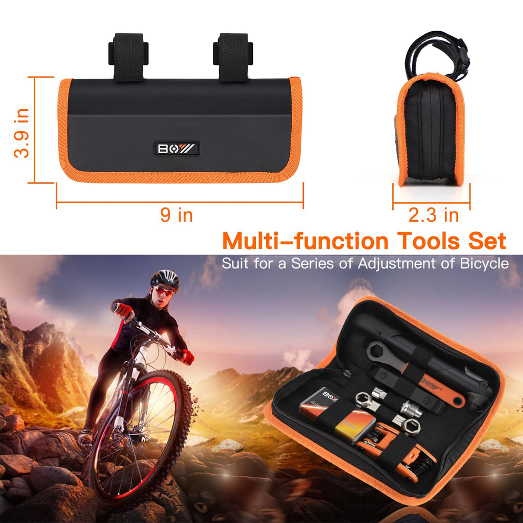 Portable Bicycle Repair Tool Kit with Tire Pump and Bag