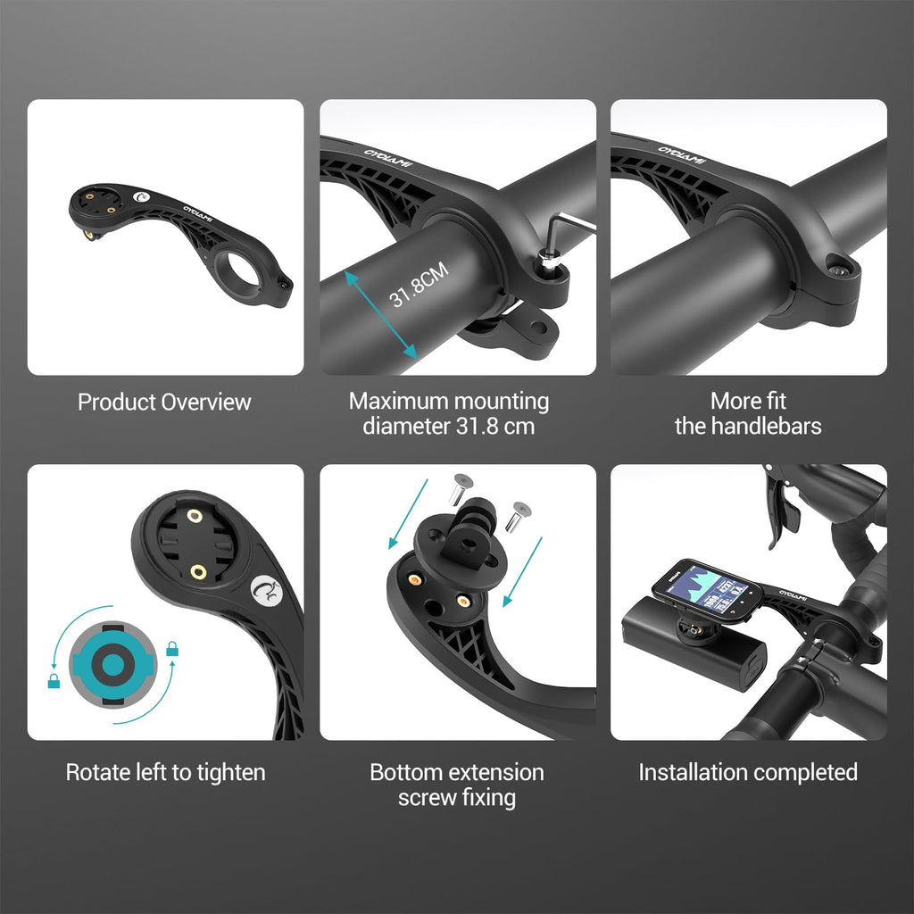 CYCLAMI Out-Front Bike Computer Mount for Garmin Edge GPS