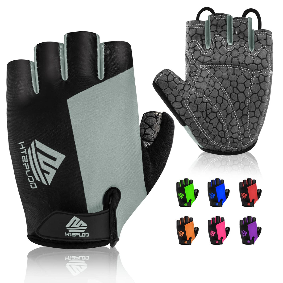 HTZPLOO Lightweight Half-Finger Padded Cycling Gloves