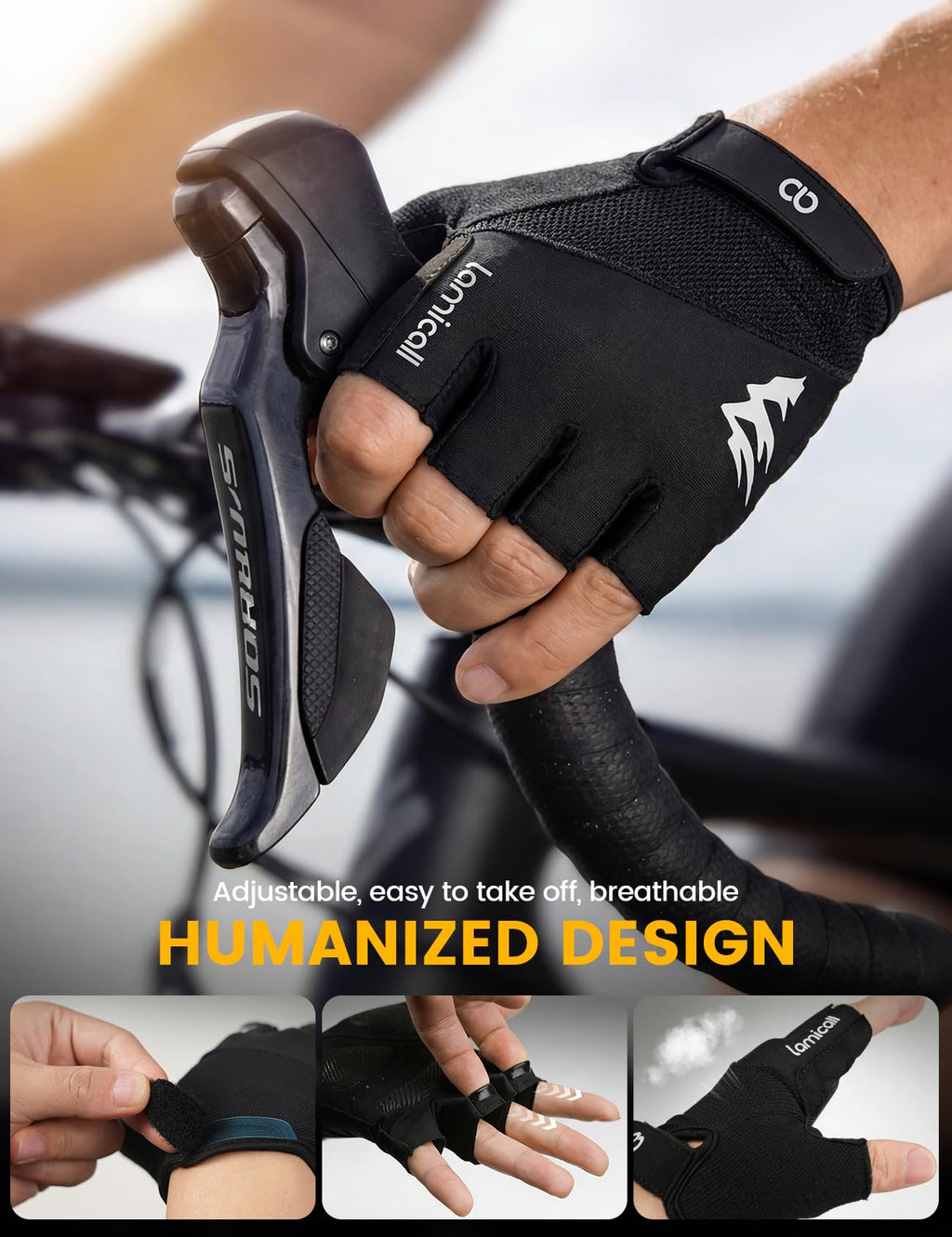 Lamicall Breathable Anti-Slip Padded Cycling Gloves for Men & Women