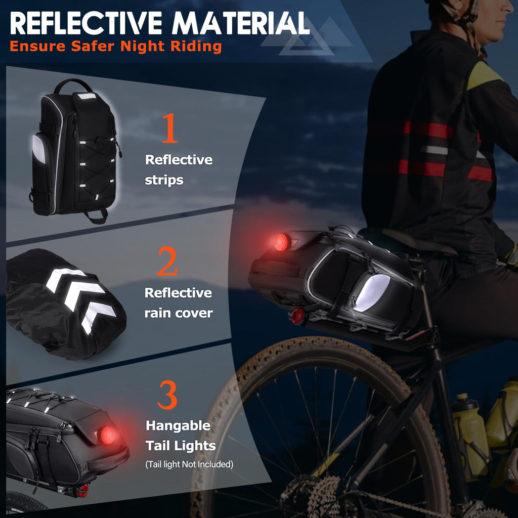 RAINSMORE 15L Waterproof E-Bike Rear Rack Trunk Bag