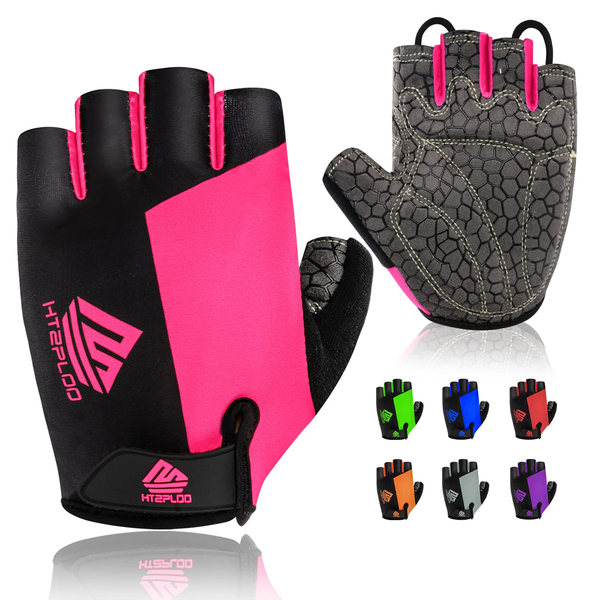 HTZPLOO Lightweight Half-Finger Padded Cycling Gloves
