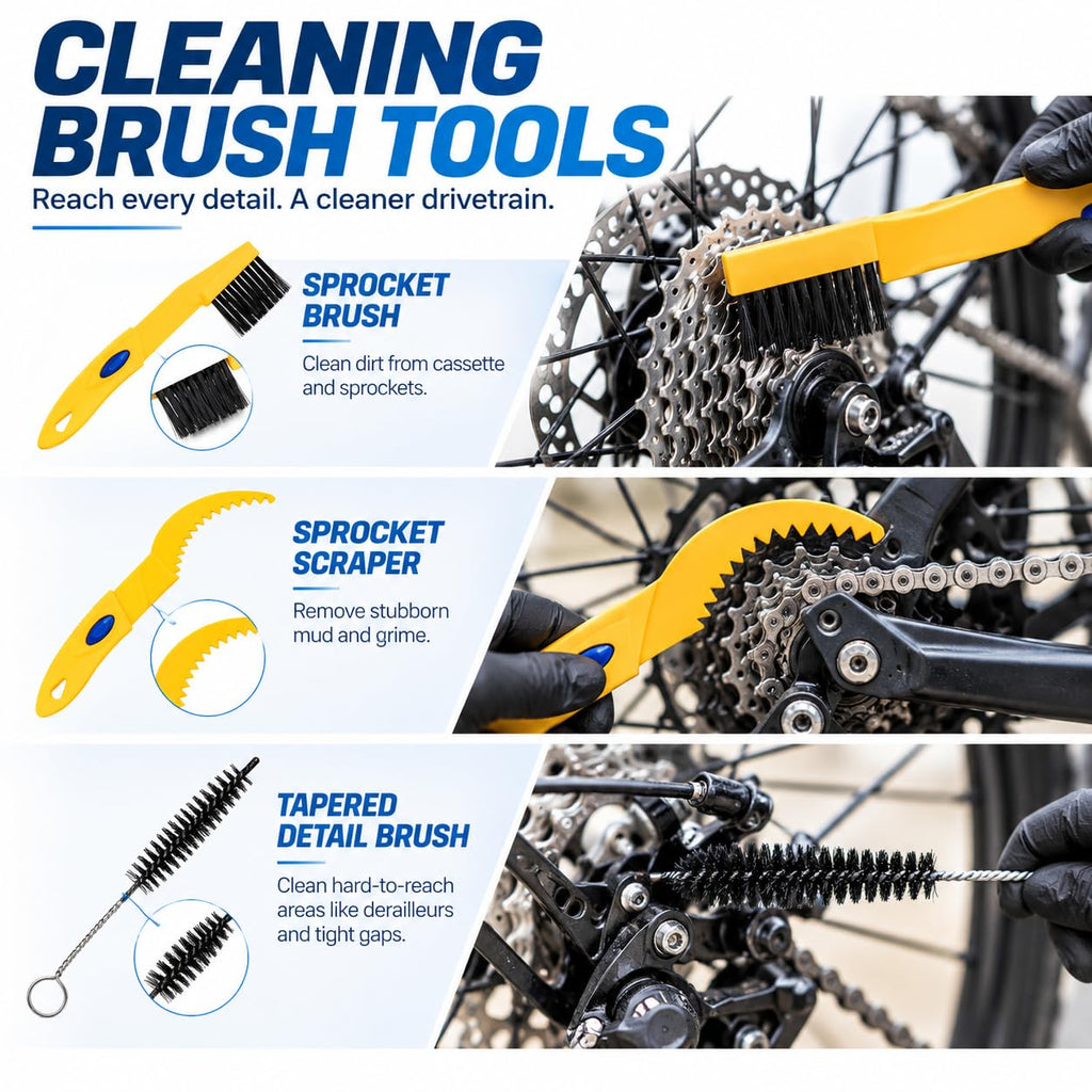 13-Piece Bike Cleaning Kit with Degreaser, Lube & Chain Scrubber