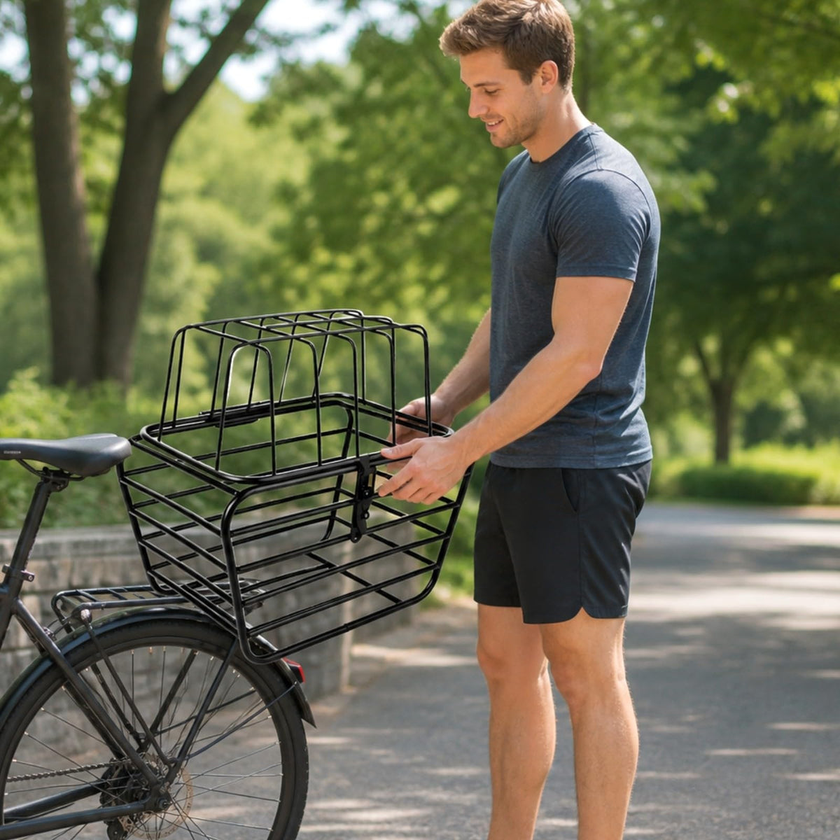 Sdlnklm Versatile Rear Wire Bike Basket for Commuting