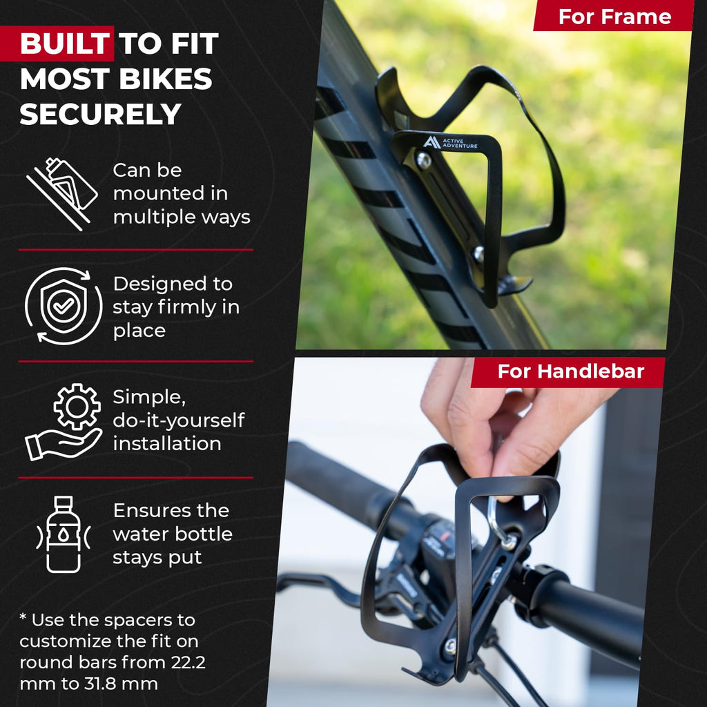 20 oz Bike Water Bottle and No-Screw Handlebar Holder Set