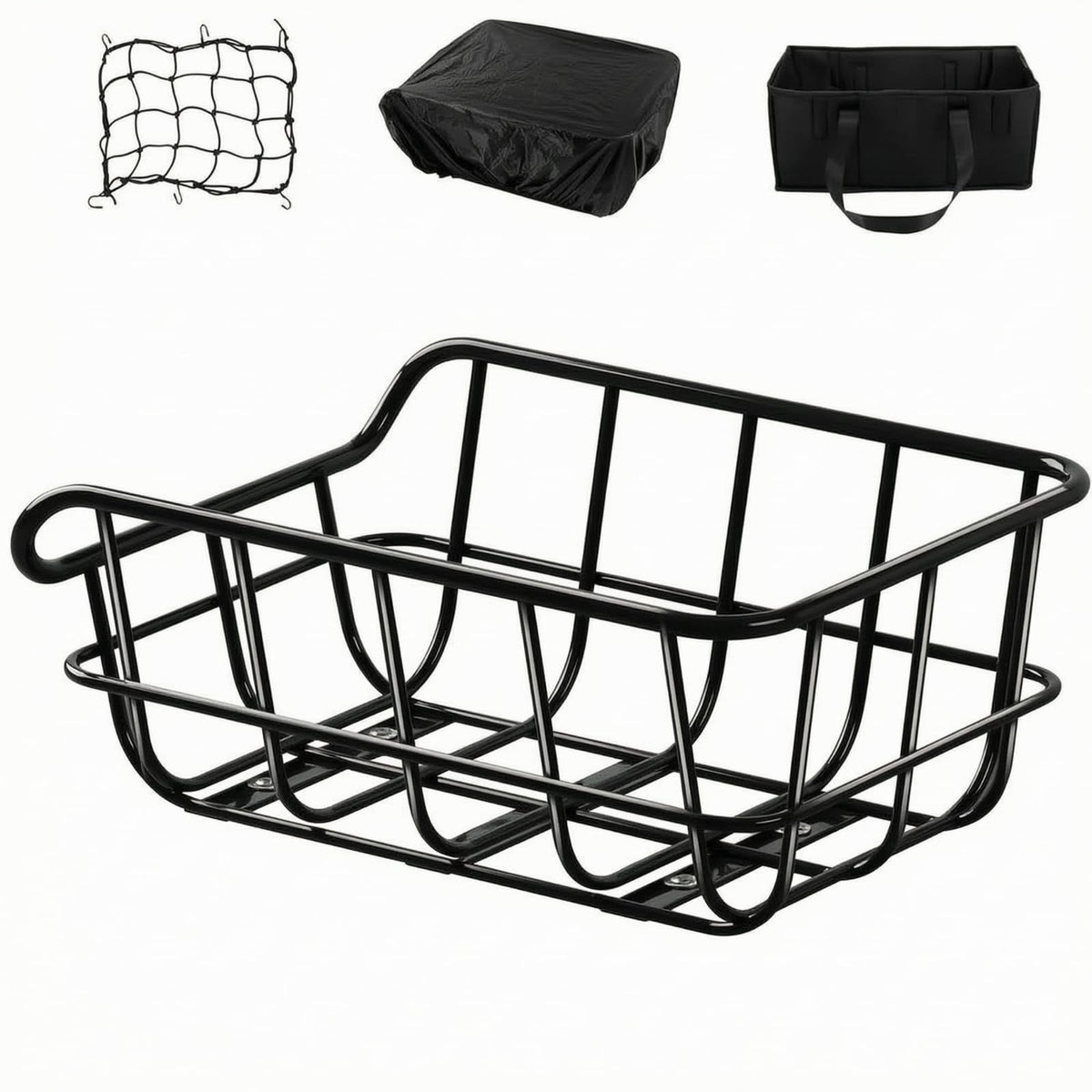 petsola High-Carbon Steel Rear Bike Basket with Waterproof Cover