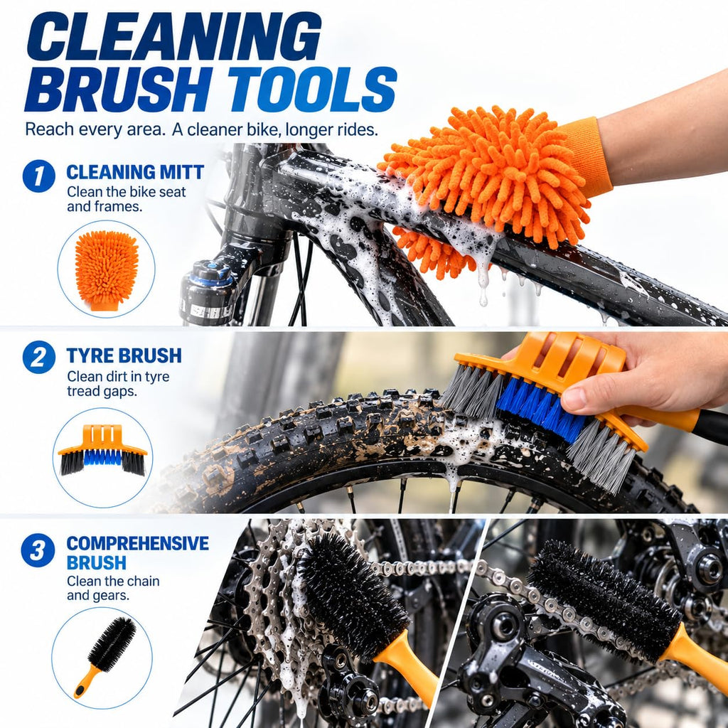 13-Piece Bike Cleaning Kit with Degreaser, Lube & Chain Scrubber