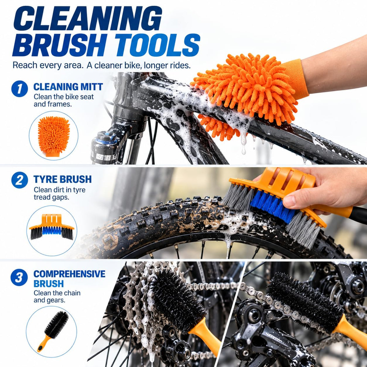13-Piece Bike Cleaning Kit with Degreaser, Lube & Chain Scrubber