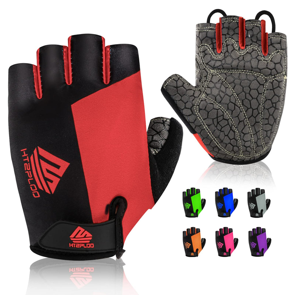 HTZPLOO Lightweight Half-Finger Padded Cycling Gloves