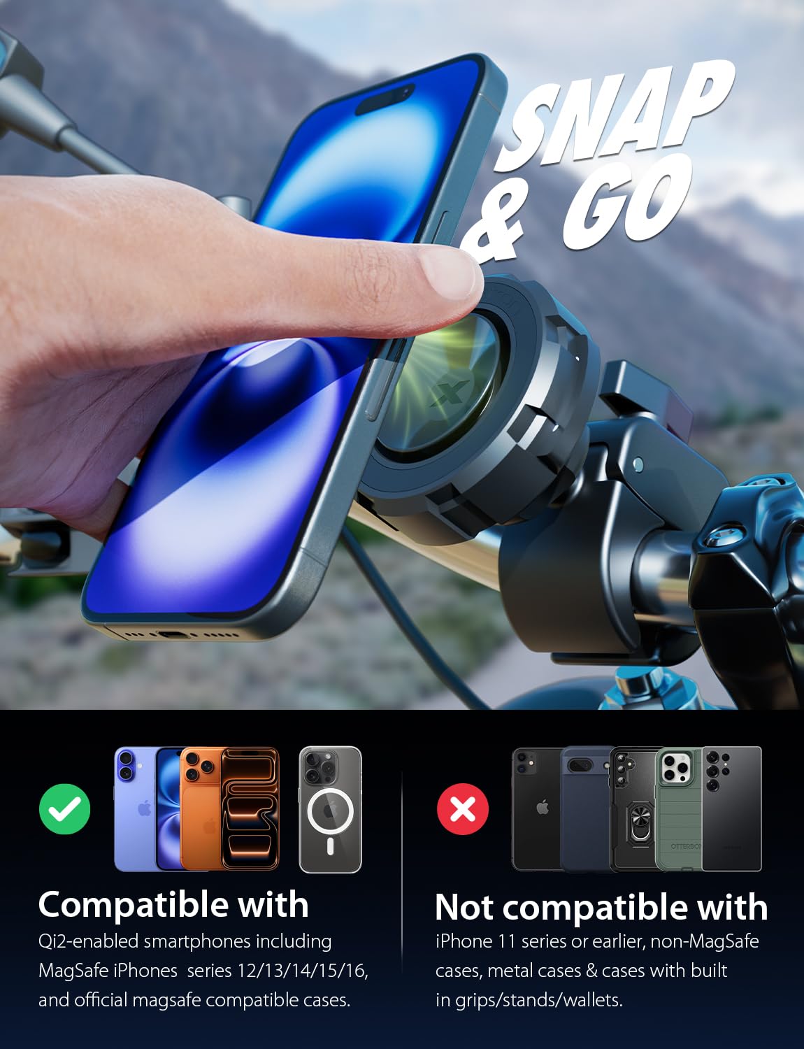 Bracketron MagAlign MAX MagSafe Magnetic Bike Phone Mount