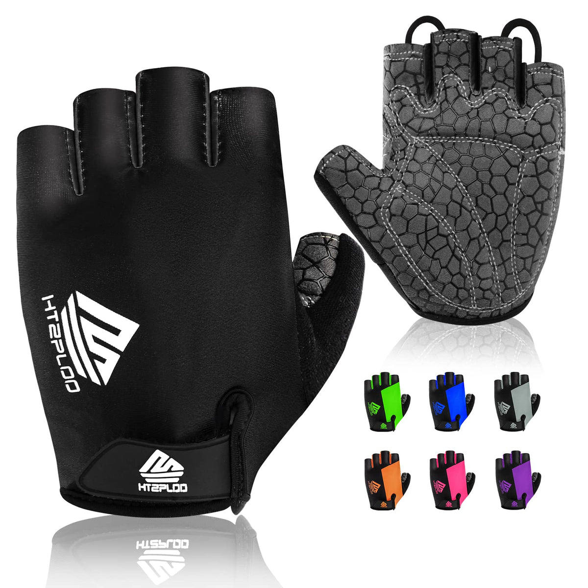 HTZPLOO Lightweight Half-Finger Padded Cycling Gloves