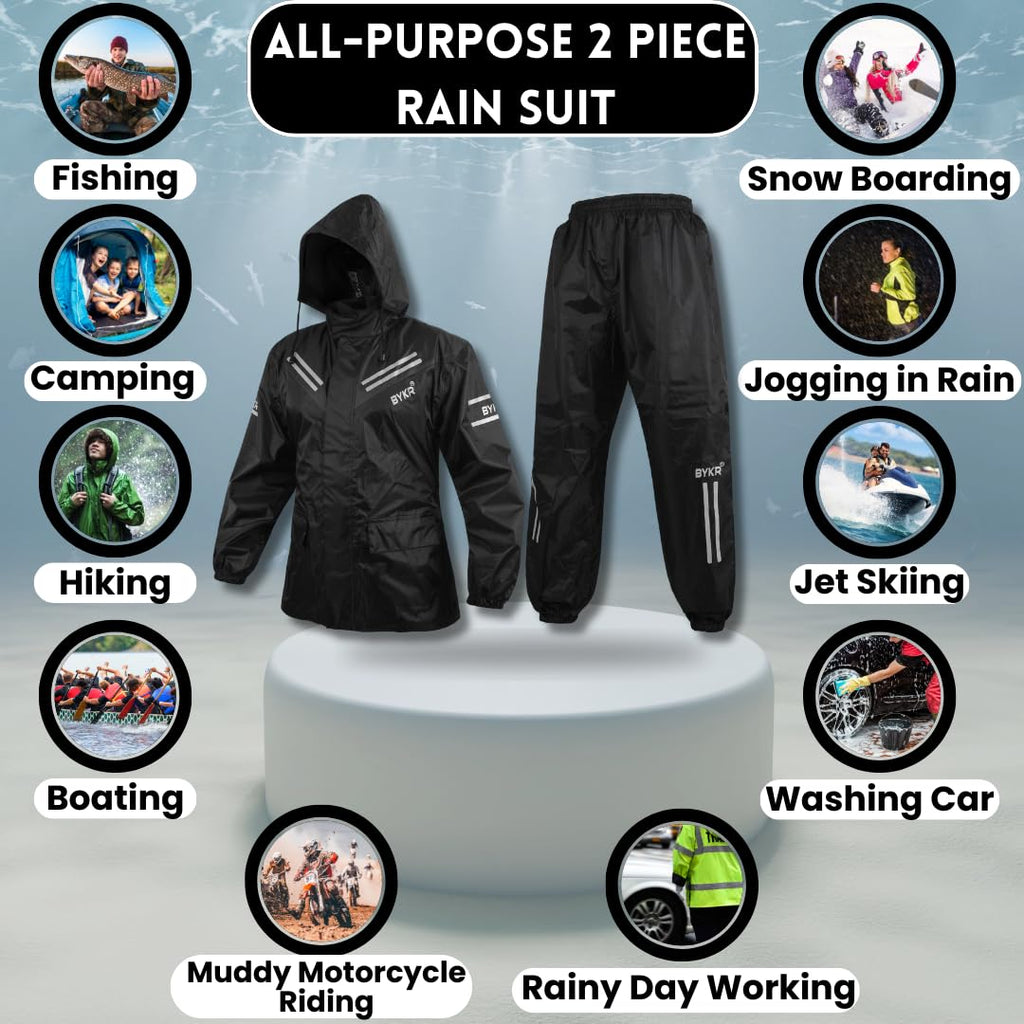 BYKR Unisex Waterproof 2-Piece Motorcycle Rain Suit