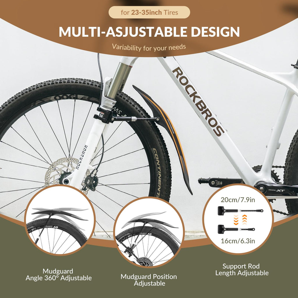 ROCKBROS Adjustable Bike Fender Set for 26–29 Inch MTB