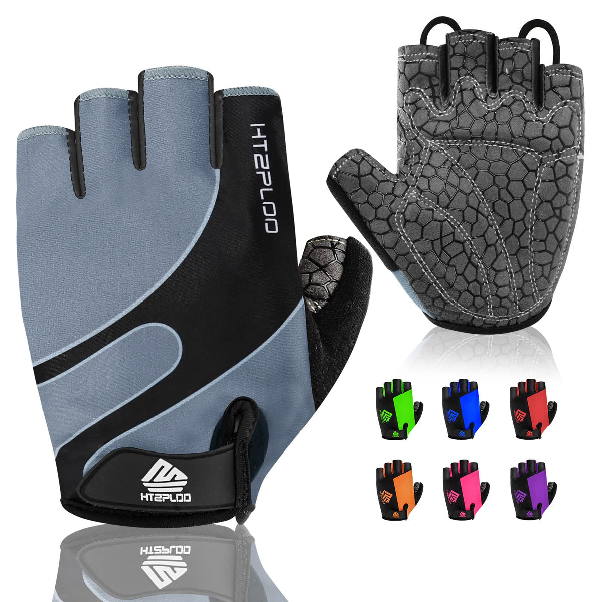 HTZPLOO Lightweight Half-Finger Padded Cycling Gloves