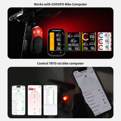 COOSPO TR70 Bike Radar Tail Light with Vehicle Alerts