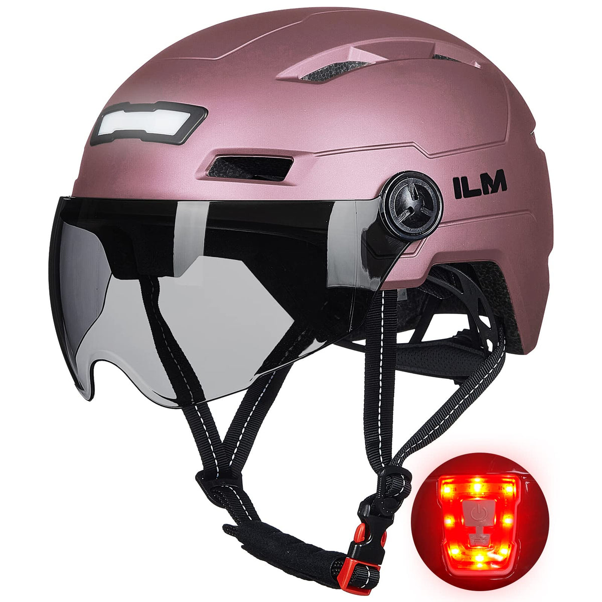 ILM E3-10L Adult Bike Helmet with Front and Rear LED Lights