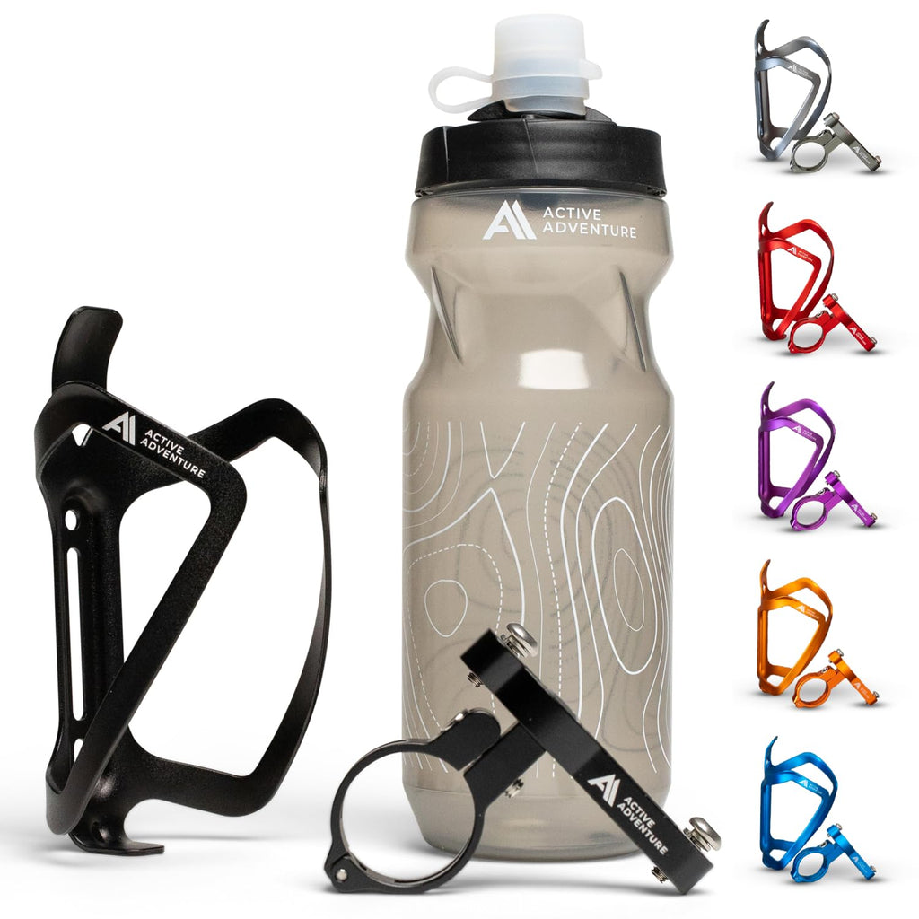 20 oz Bike Water Bottle and No-Screw Handlebar Holder Set