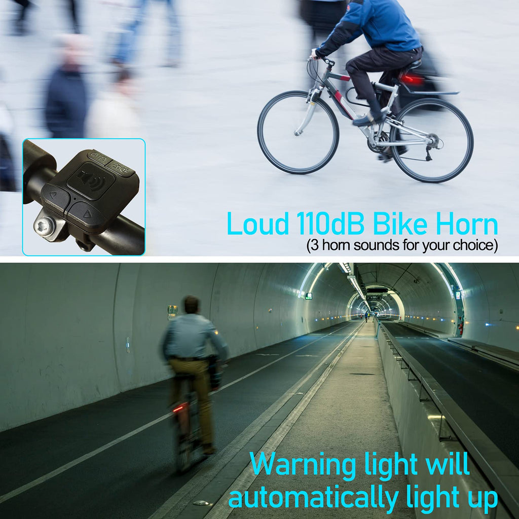 2-Pack USB Rechargeable Bike Alarm Taillights with Turn Signals