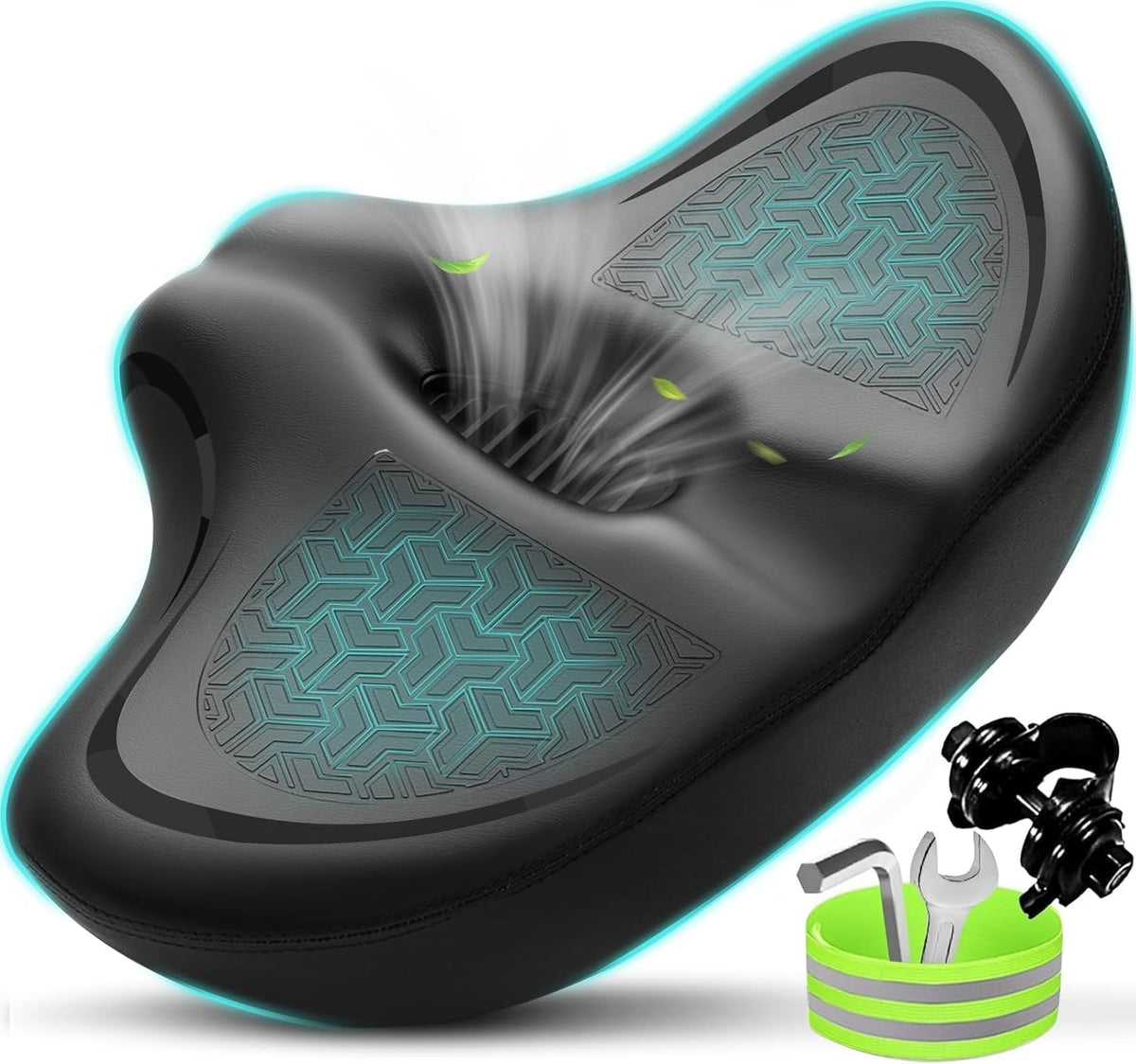 Oversized Noseless Padded Bike Saddle for Men and Women