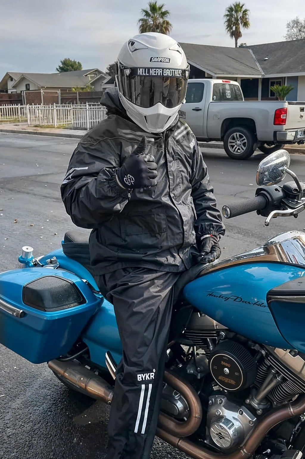 BYKR Unisex Waterproof 2-Piece Motorcycle Rain Suit