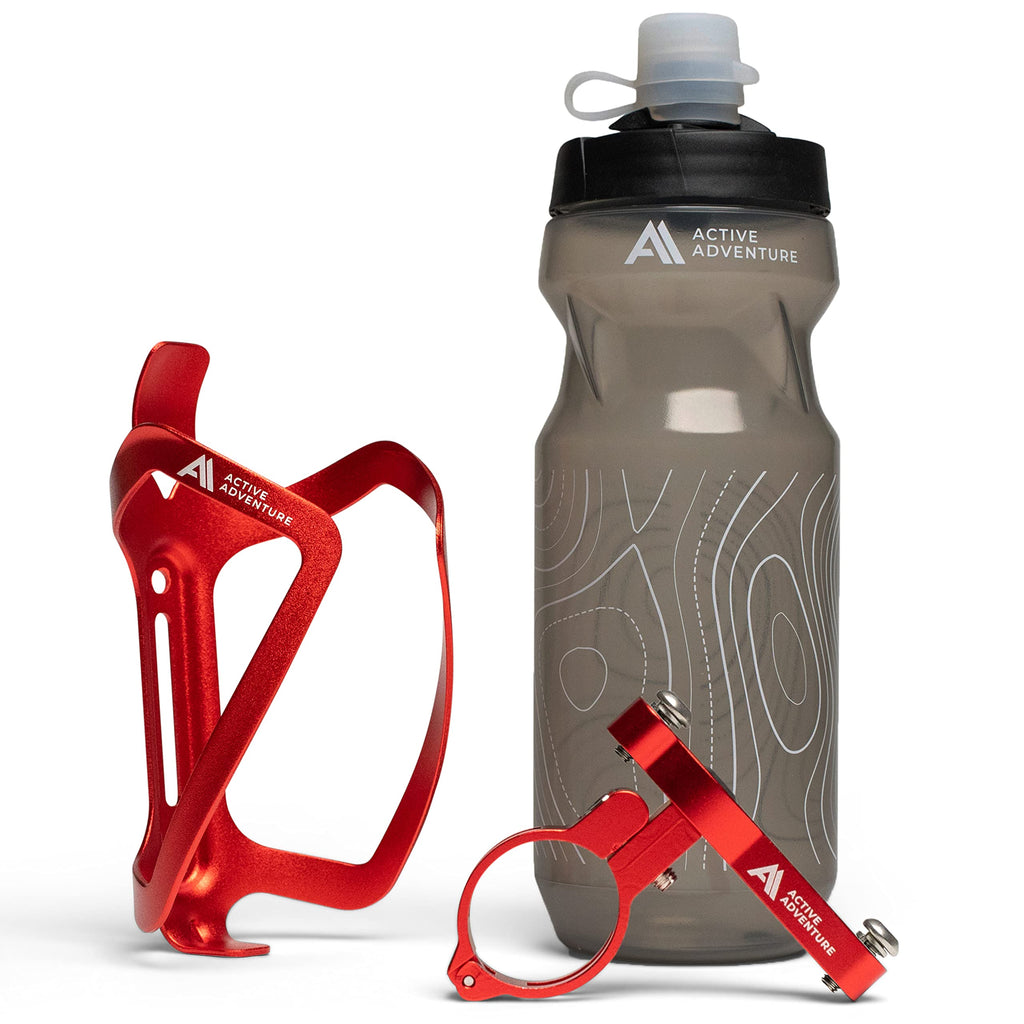20 oz Bike Water Bottle and No-Screw Handlebar Holder Set