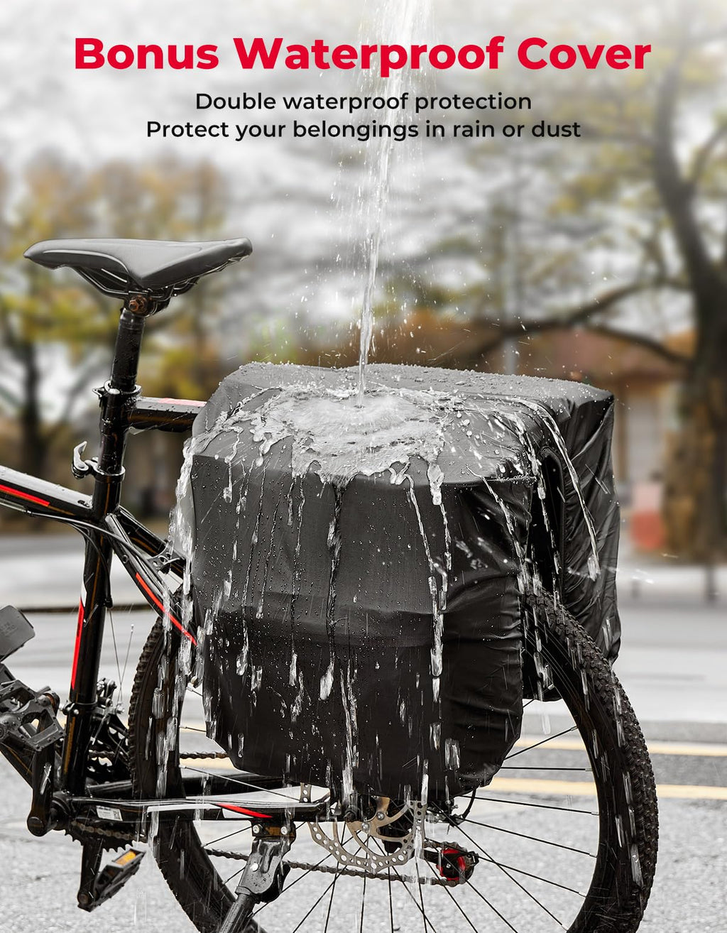 KEMIMOTO Water-Resistant Bike Pannier Bag with Reflective Trim