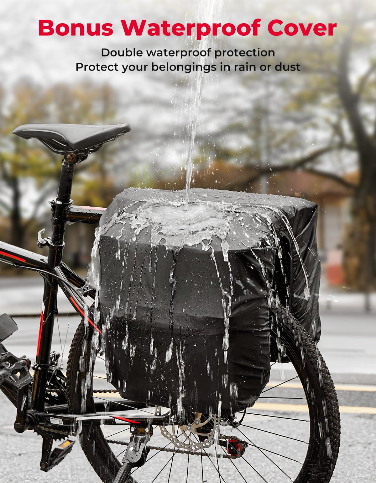 KEMIMOTO Water-Resistant Bike Pannier Bag with Reflective Trim
