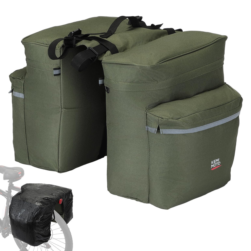 KEMIMOTO Water-Resistant Bike Pannier Bag with Reflective Trim
