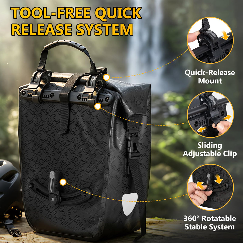 Favoto 2-Pack Waterproof Quick-Release Bike Pannier Bags
