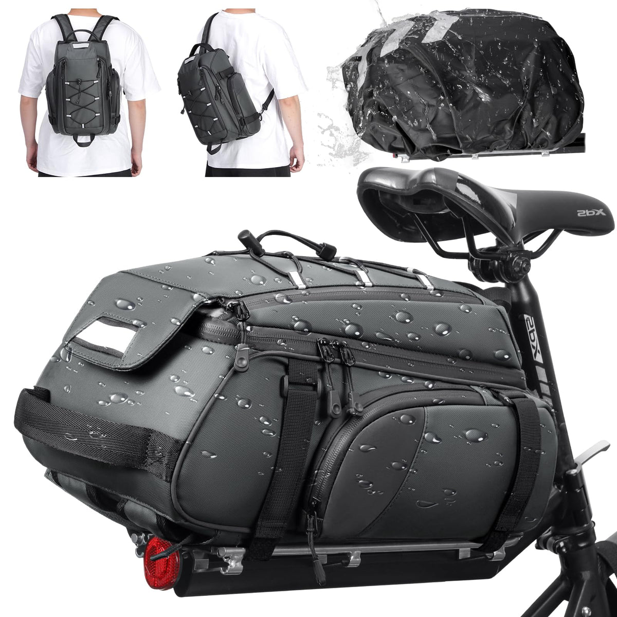 RAINSMORE 15L Waterproof E-Bike Rear Rack Trunk Bag