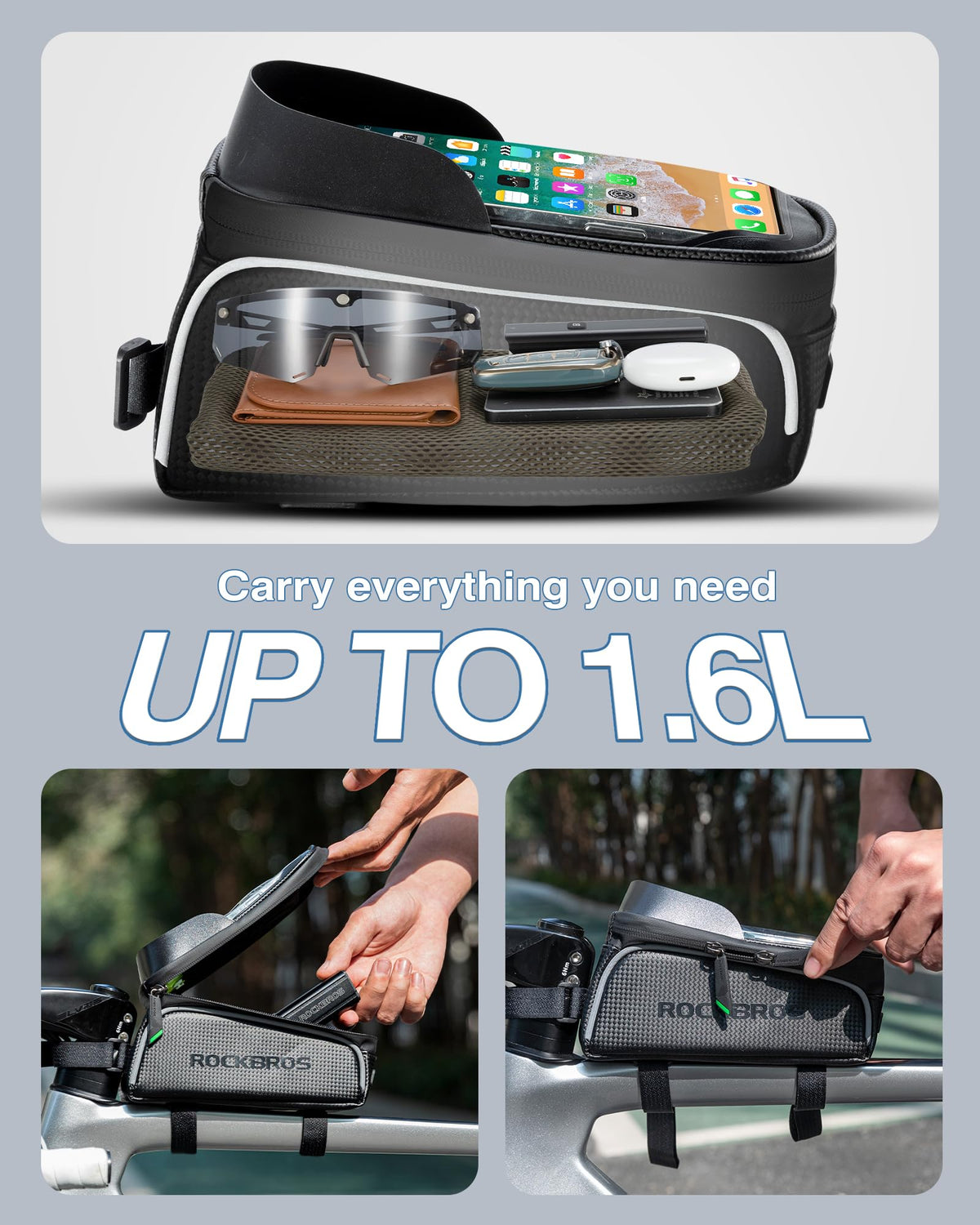 ROCKBROS Waterproof Bike Frame Phone Bag and Cycling Pouch
