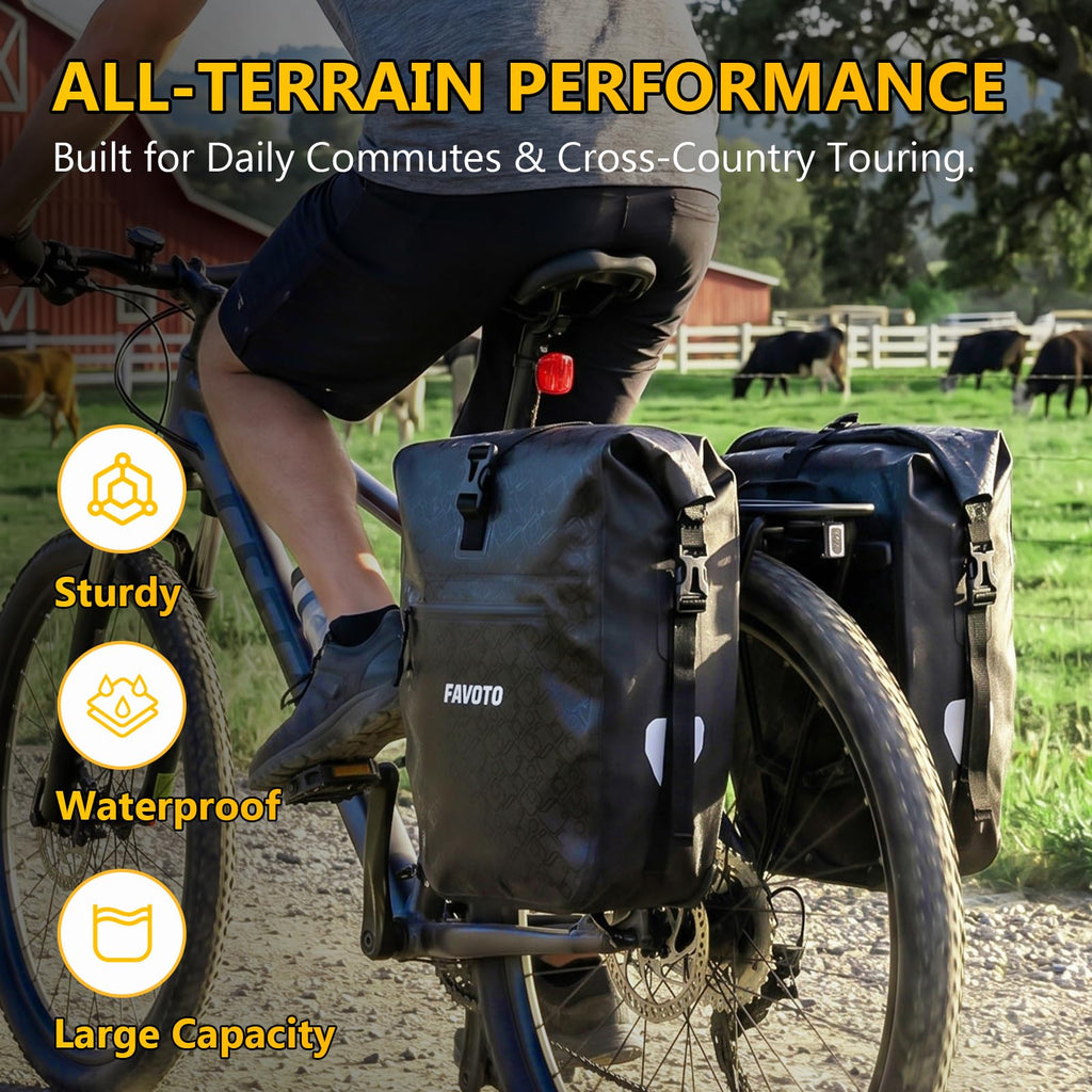 Favoto 2-Pack Waterproof Quick-Release Bike Pannier Bags